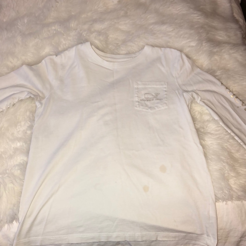 White and gold vineyard vines long sleeve